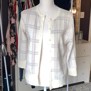 🦊 NWT Ann Taylor XS cardigan button up plaid pink